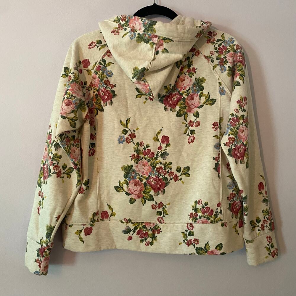 Daily Practice Anthropologie Cream Floral Hoodie Sweatshirt Loungewear Small - Picture 7 of 10